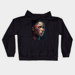 Beautiful Cyberpunk Woman Kids Hoodie